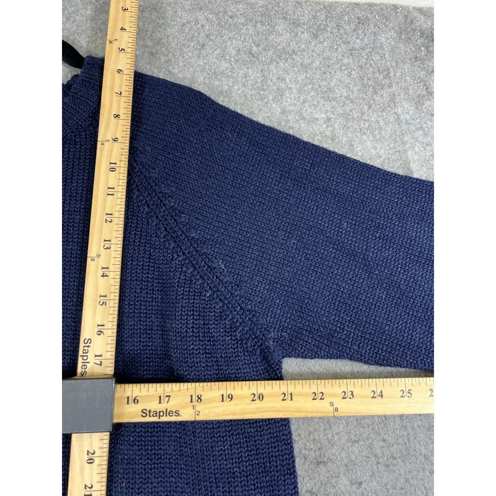 WoolOvers Sweater Mens Large Blue British Wool Chunky Knit Pullover Minimalist